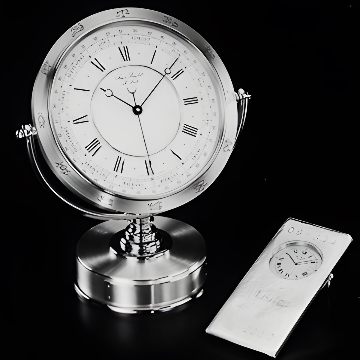 Jean Roulet Le Locle　カレンダー付き　星座置時計　動作確認済 Jean Roulet Le Locle Calendar with Constellation Table Clock