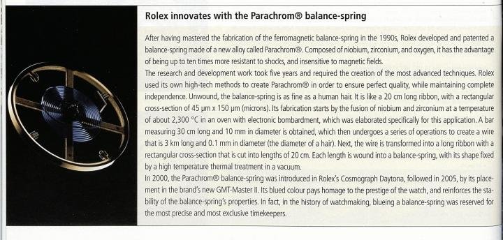 Made of niobium and zirconium, the Parachrom® balance spring is an exclusive Rolex technology.