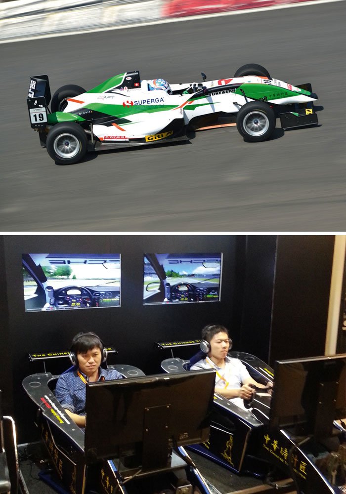  The motor racing simulator at The Chinese Timekeeper stand proved very popular among visitors
