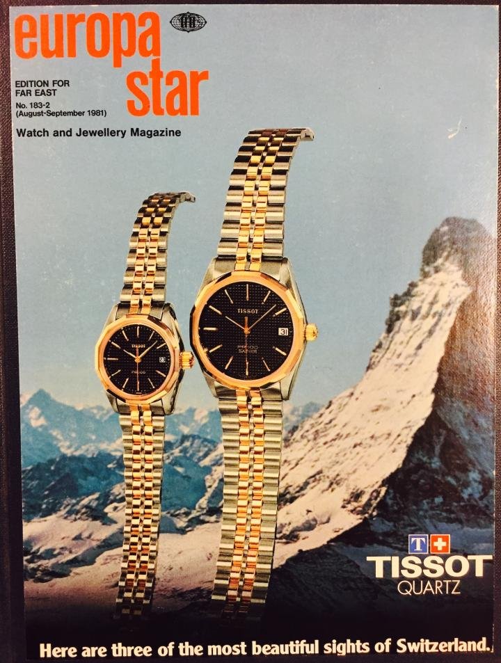 Tissot on the cover of Europa Star in 1981, an era of domination of quartz