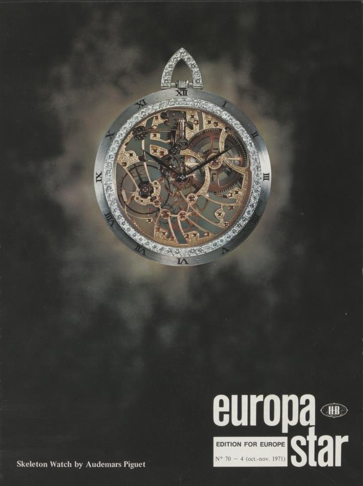 The Seventies marked the beginning of the transition of Swiss watchmaking towards a consolidation of the players in place under the effect of foreign competition. This Europa Star cover shows a creation by Audemars Piguet, just a few years before the appearance of the Royal Oak, the striking symbol of the Seventies.