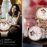 Left: Inès Sastre - Right: Ladies Automatic “World Heart Federation” FC-310WHF2PD2B3 and FC-310WHF2PD4B3 Models by Frédérique Constant