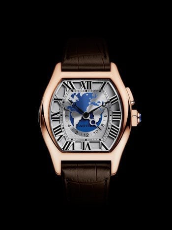 Cartier Tortue multiple time zone watch in pink gold