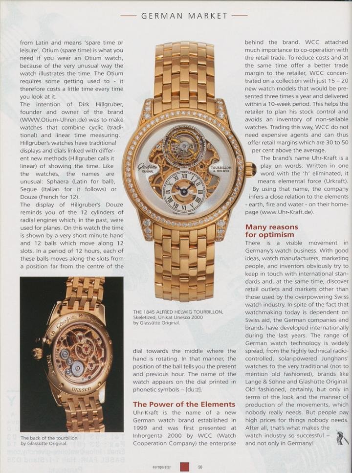 Europa Star 2/2001: a new millennium opens for Glashütte Original, a manufacture that has survived many geopolitical upheavals.