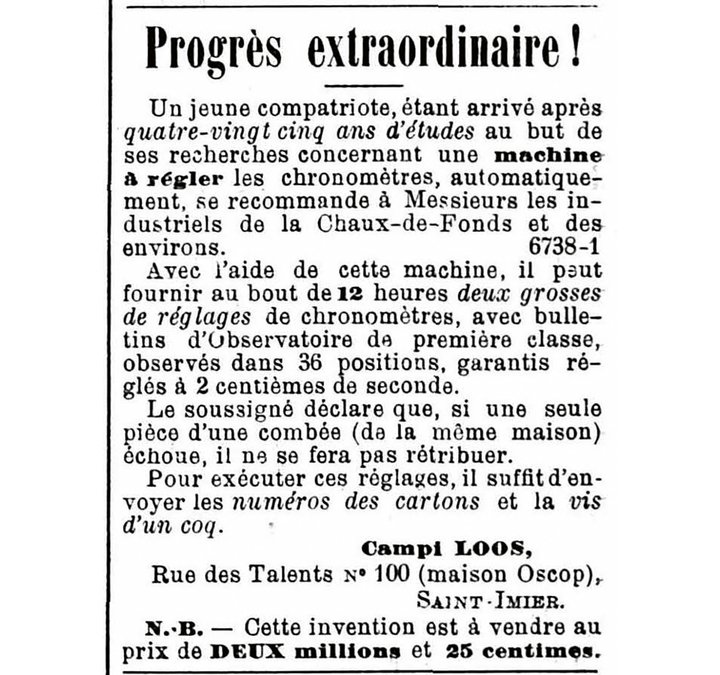 The satirical “Campi Loos” advertisement L'Impartial (1889)