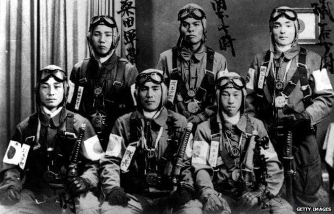 Japanese pilots wearing their pocket watch around their neck