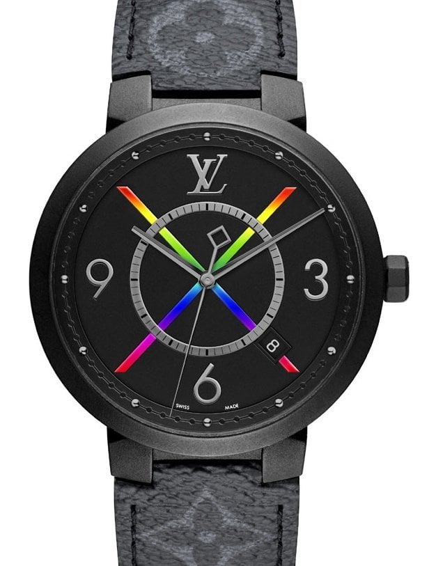 Shop Louis Vuitton Tambour slim rainbow 28mm (QBB180) by lifeisfun