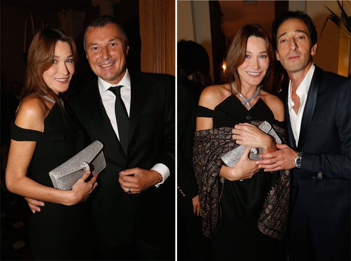 Left: Carla Bruni & Jean-Christophe Babin - Right: Carla Bruni & Adrian Brody