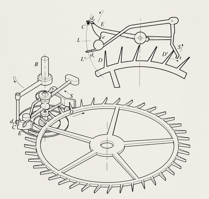 Johann Jacob Huber (1733-1798) and Thomas Mudge (1717-1794): constant-force escapement. Page 266.