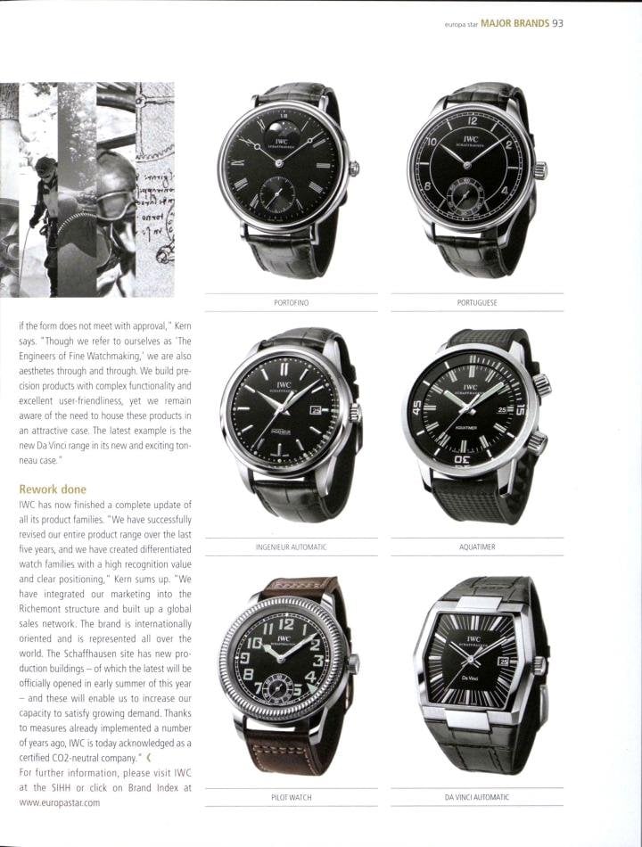 The 2008 Da Vinci automatic (lower right) is quite similar in appearance to the original.