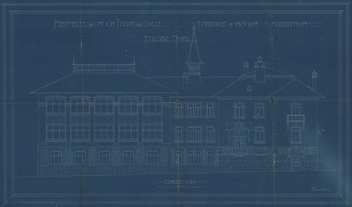 Blueprint of the new Tissot factory in Le Locle, Switzerland, built in 1907. Tissot Museum Collection. 