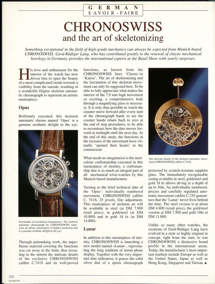 The launch of the Opus by Chronoswiss was featured in 1995 in Europa Star. Thirty years later the brand pays tribute to this turning point with the Opus Purple Rain.