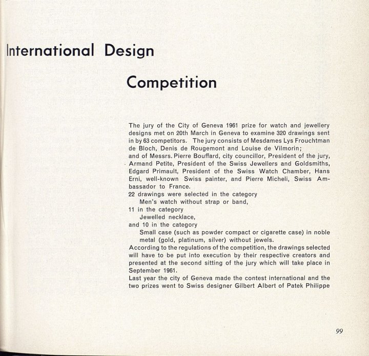 Gilbert Albert, winner of the City of Geneva design award with Patek Philippe in 1960