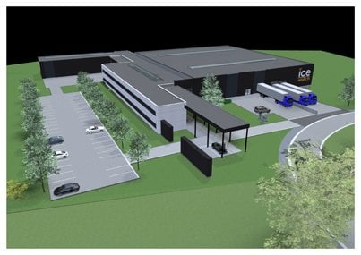 A 3D rendering of the future Ice-Watch European warehouse and distribution centre in Bastogne 