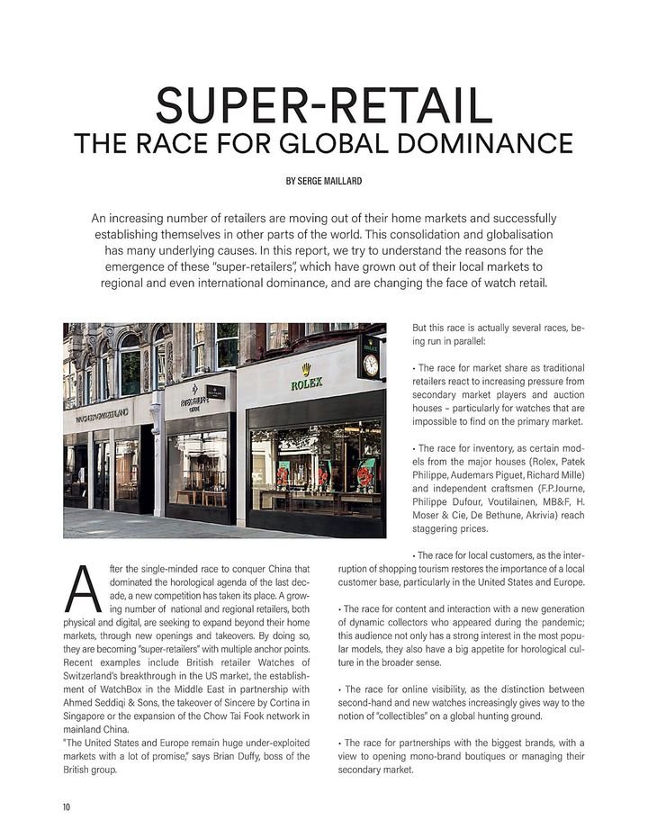 In a 2023 report on The State of Retail, Europa Star analysed trends in watch distribution, including the formation of “super retailers” with sufficient clout to speak with brands as equals. This directly echoes ideas set out in Pascal Brandt's opinion piece, written when consolidation was still in its early days.