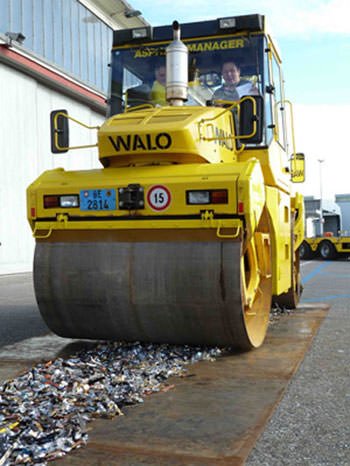 STOP PIRACY steamrollers counterfeits