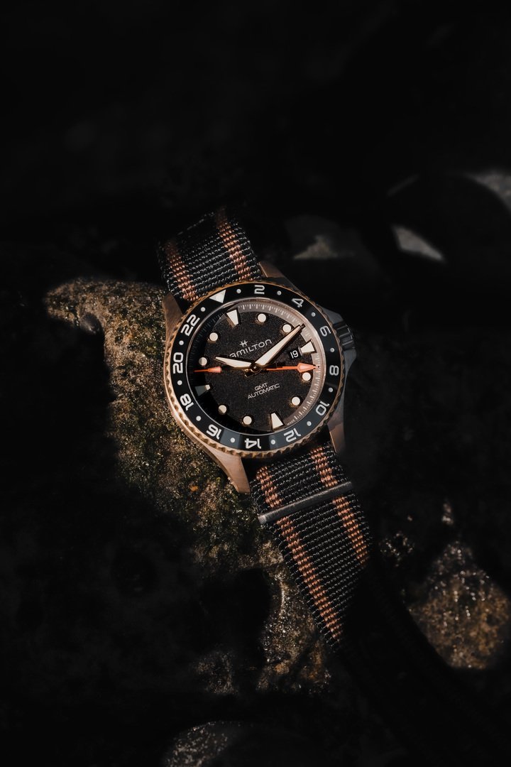 Hamilton equips the Khaki Navy Scuba with a GMT function