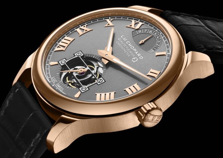 The first watch made by Chopard from Fairmined certified gold, the L.U.C. Tourbillon QF Fairmined model launched in 2014.
