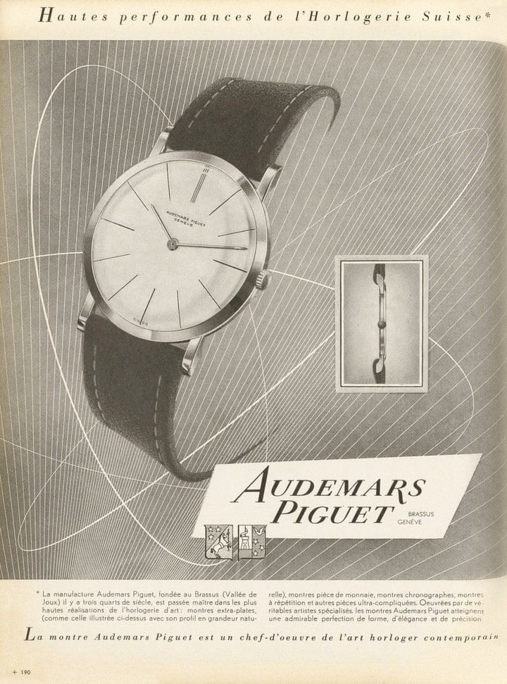 Thin is beautiful. An advertisement for the Calibre 2003 ultra-thin watch from 1958 in the Journal Suisse d'Horlogerie