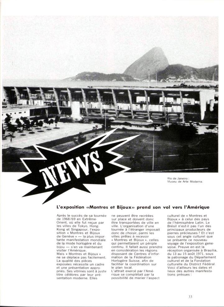 After a tour of Asia, it was in Latin America that the Geneva show exhibited in 1971. Here is a view of Rio de Janeiro.