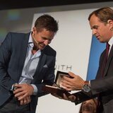 Jean-Frédéric Dufour (right) & Felix Baumgartner (left) during the Zenith press conference in BaselWorld