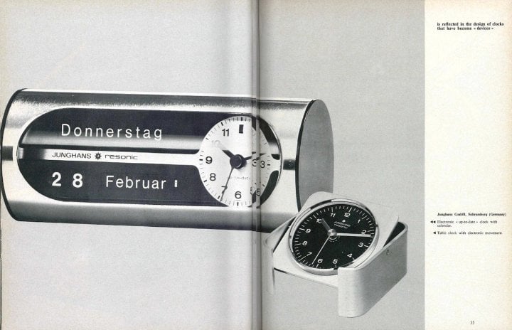 The “Resonic”: a futuristic clock by Junghans in a 1974 edition of Europa Star