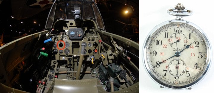 The Zero cockpit featuring a small aperture to fix a pocket watch chronograph similar to this one