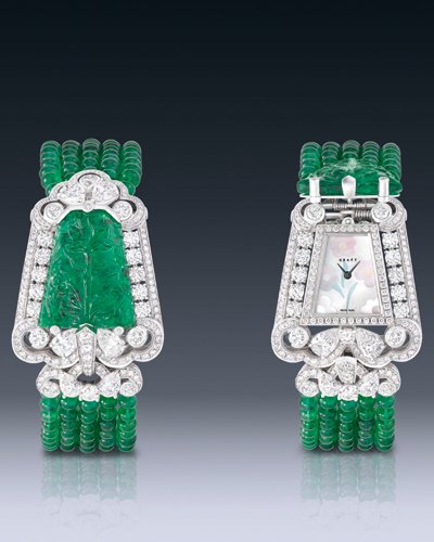 Secret Carved Emerald Watch by Graff