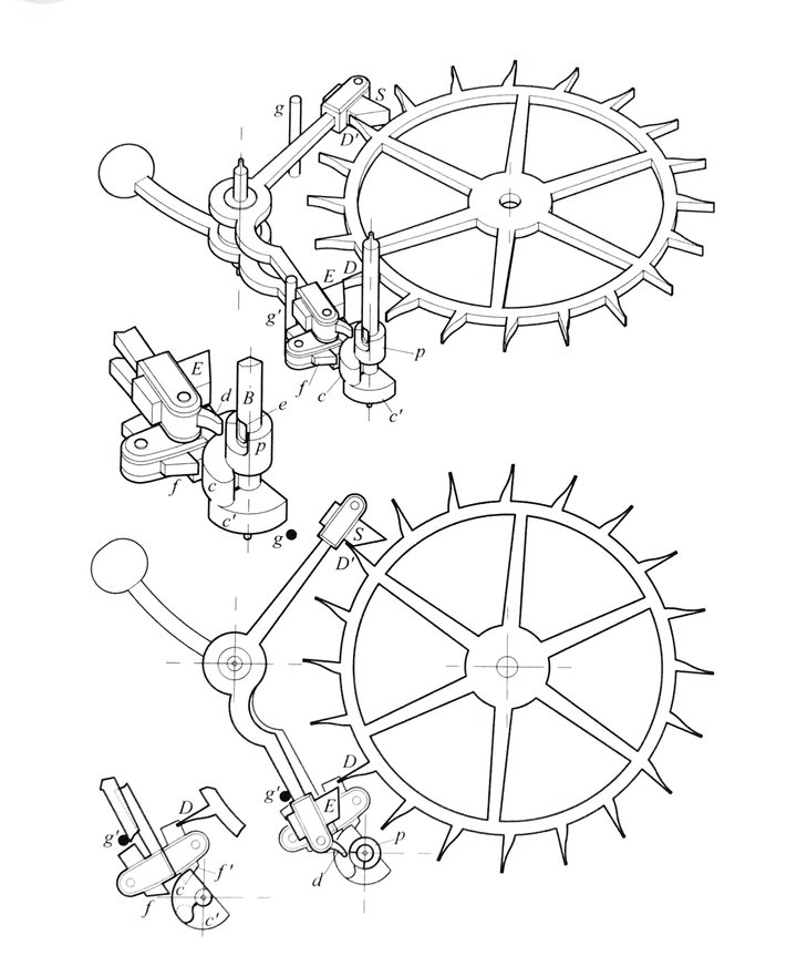 Detached lever escapement for the pocket watch presented to Queen Charlotte, wife of George III.