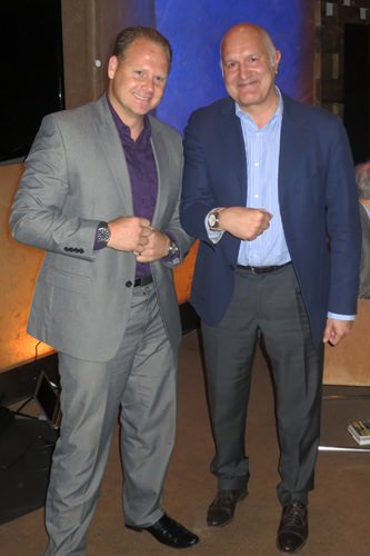 Nik Wallenda, left, and Michele Sofisti, CEO of Sowind