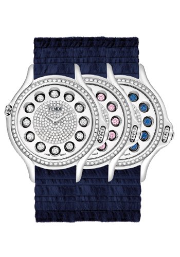 Fendi Crazy Carats (F108034031B4P02) featuring blue mink strap crafted by the Fendi Fur Atelier