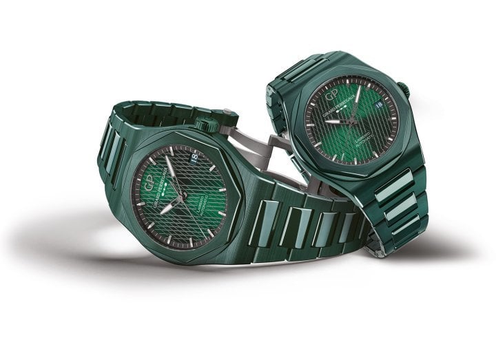 The new Girard-Perregaux Laureato Green Ceramic Aston Martin Edition preserves the codes of the first Laureato launched in 1975, while using an ultra-modern green ceramic for the bracelet and case (42 mm and 38 mm).