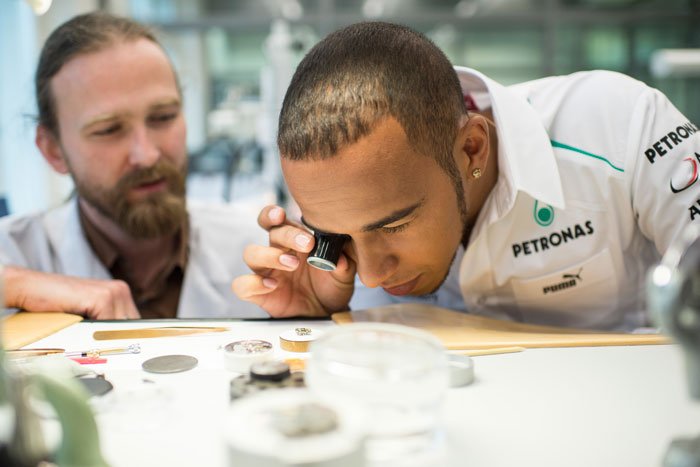 Lewis Hamilton during his visit in the headquarters of IWC Schaffhausen