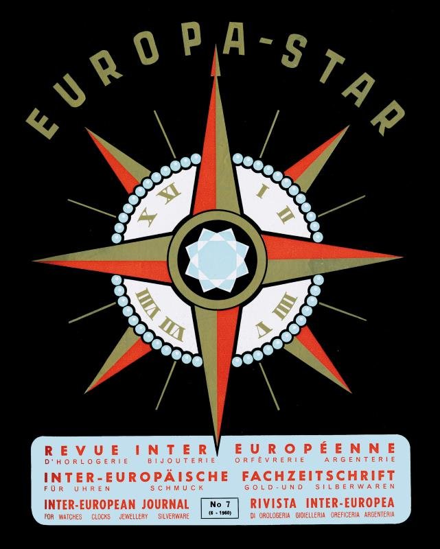 Cover of the Inter-European Journal for Watches, Clocks, Jewellery and Silverware, Europa Star, 1959