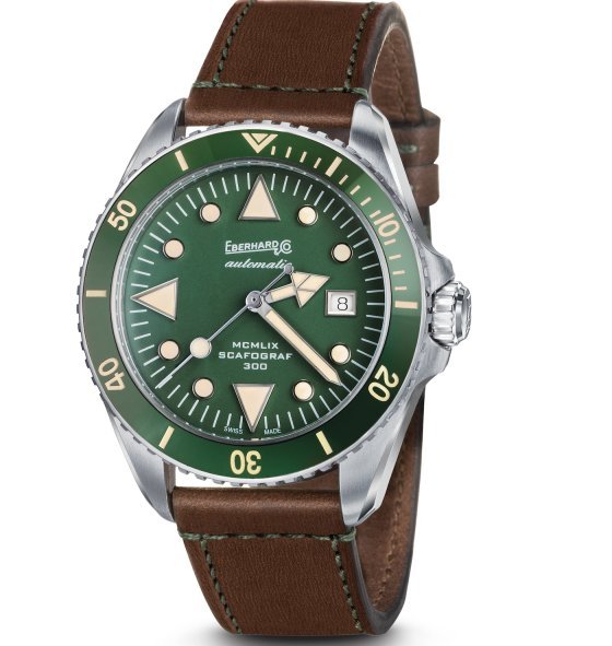 Eberhard & Co. Scafograf 300 MCMLIX with green dial and bezel