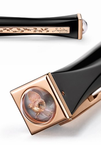 Rose gold and enamel bird appliqué