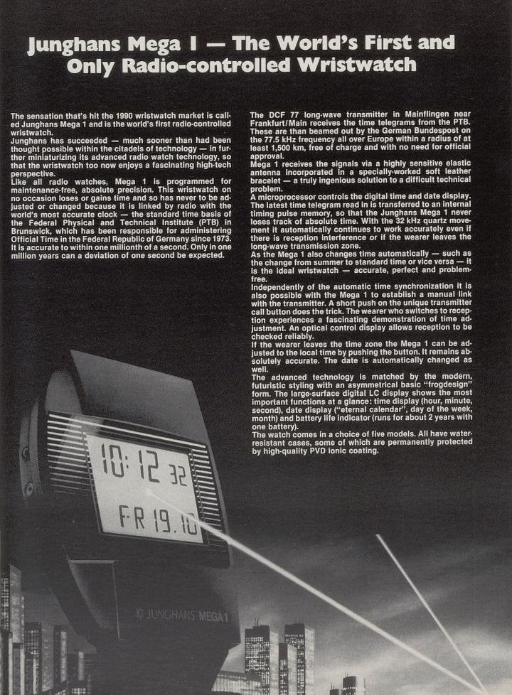 Mega 1, the first radio-controlled wristwatch, made the headlines in Europa Star when it was introduced by Junghans in 1990.