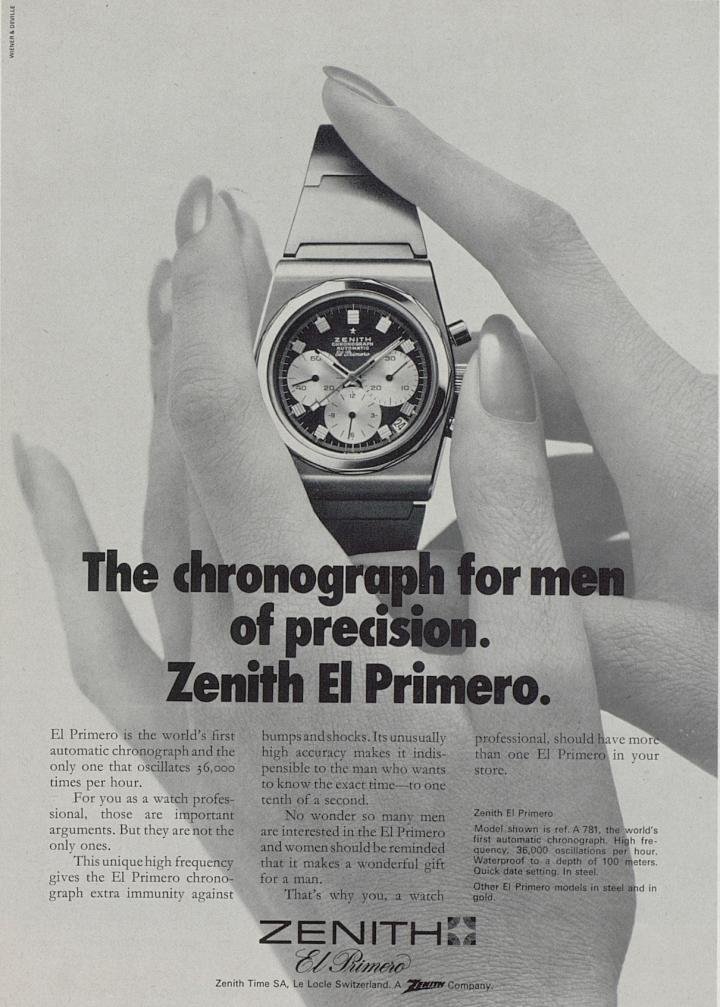 The new Zenith El Primero featured in 1972 in Europa Star.