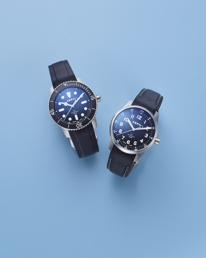 The D1 Diver and the P1 Pilot, the first two timepieces of Aera Instruments