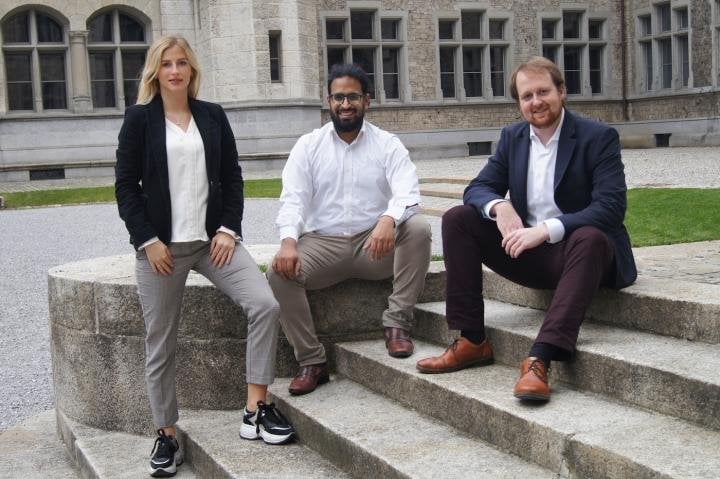 Leonie Flückiger, Mathew Chittazhathu and Nicolas Borgeaud, the founders of Swiss startup Adresta