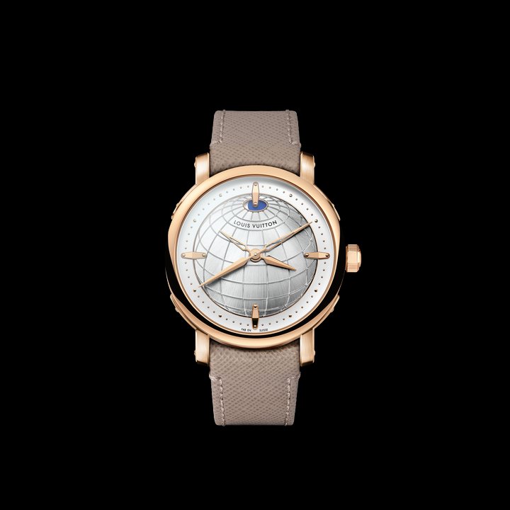 The Louis Vuitton Escale Twin Zone enables efficient management of time zones with 30- and 45-minute offsets, as found in certain specific regions. The two sets of hands are mounted on a single axis, a novel architecture in GMT watches.