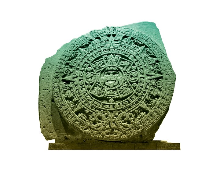 The Aztec sun stone, dating from the early 16th century, is a monolith that represents the Aztec cosmovision of time. Housed in Mexico City's National Museum of Anthropology, it measures 3.6 metres in diameter and weighs over 24 tonnes.