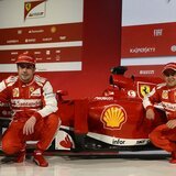 Ferrari drivers Fernando Alonso, left, and Felipe Massa with the new F138 presented last week