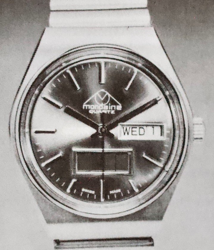 The first analogue solar watch introduced by Mondaine in 1973. 