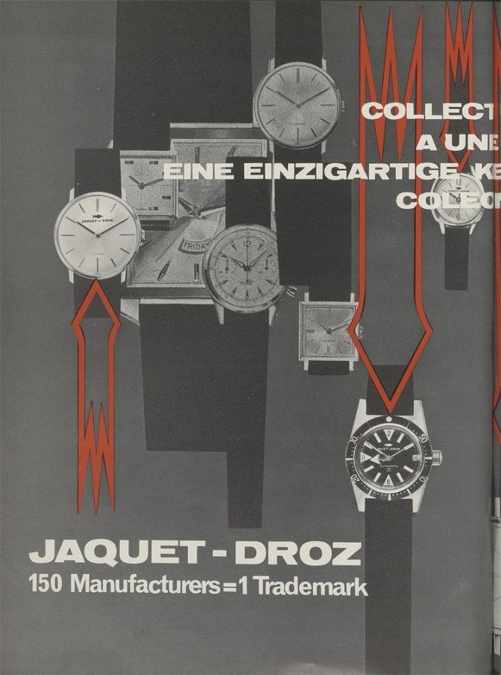 When Jaquet-Droz had 1,000 models: an archive piece from Europa Star dating back to 1965. At that time, no fewer than 150 factories, united under the Cooperative of Swiss Watch Manufacturers, marketed their products under the shared name of Jaquet-Droz.