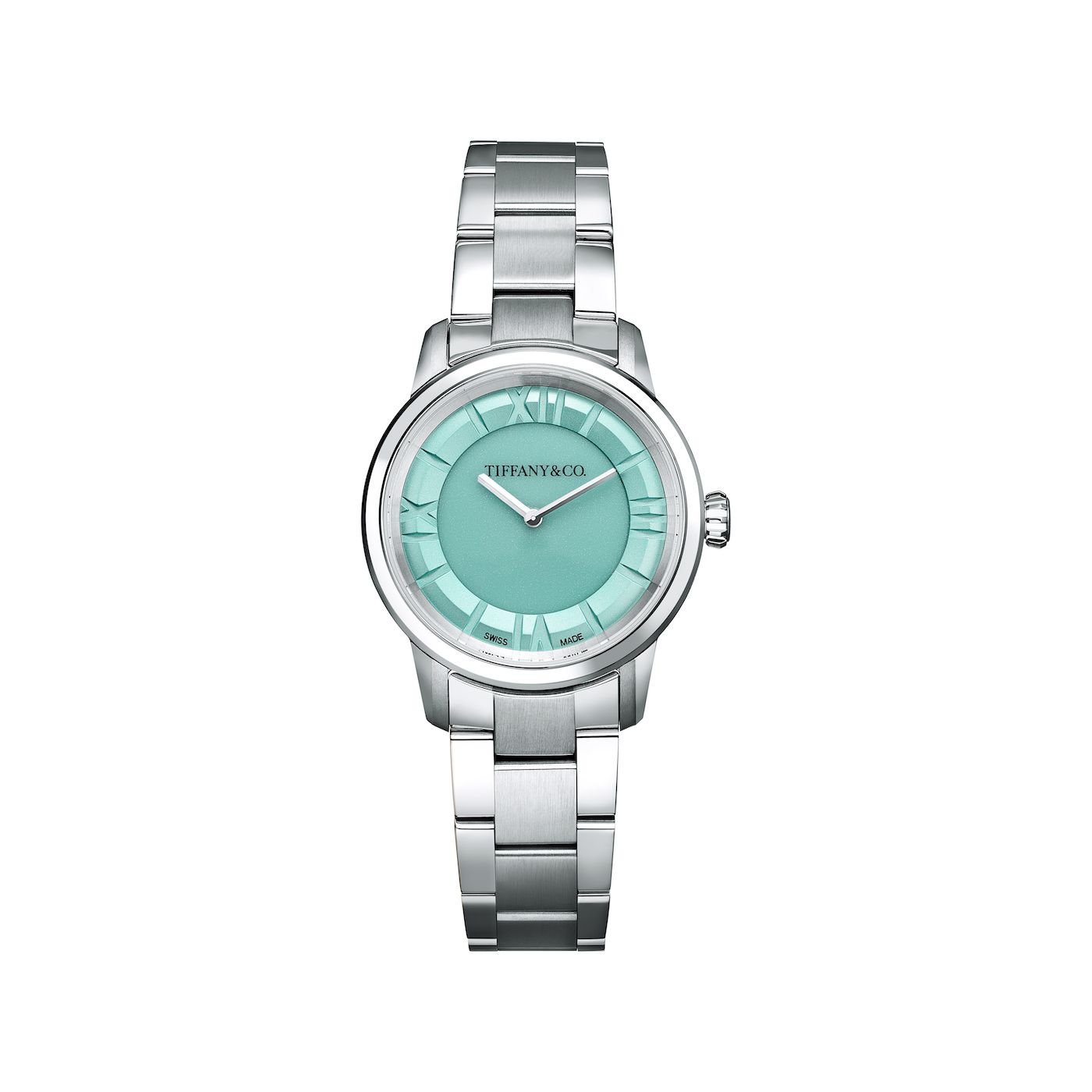 時計 Tiffany & Co. Atlas round watch Tiffany Co. Atlas Round Quartz QZ Date Black Dial Silver