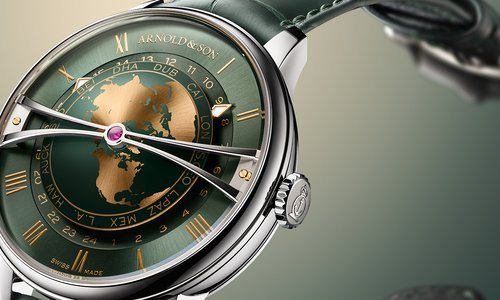 Arnold & Son presents the Globetrotter 42 Steel in Strand Blue & Greenwich Green