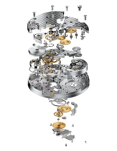 An exploded view of the RD620 calibre by Roger Dubuis