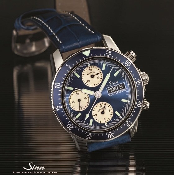 Sinn Spezialuhren's blue pilot chronograph goes electro