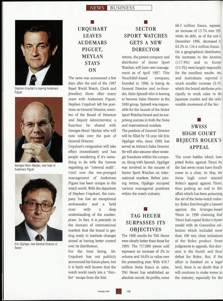 Following Stephen Urquhart's departure in 1997, George-Henri Meylan remained at the helm of Audemars Piguet on his own for more than another decade.